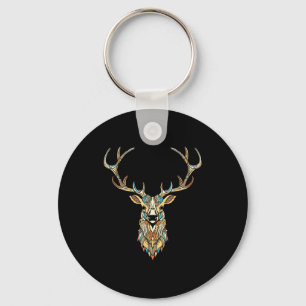 Elk Head _ Face Artistic Illustration Graphic  Keychain