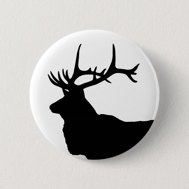 Elk Head Silhouette 2 Inch Round Button (Front)