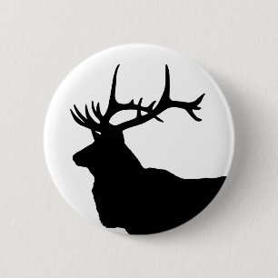 Elk Head Silhouette 2 Inch Round Button