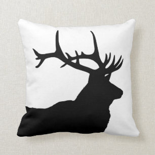 Elk Head Silhouette Throw Pillow