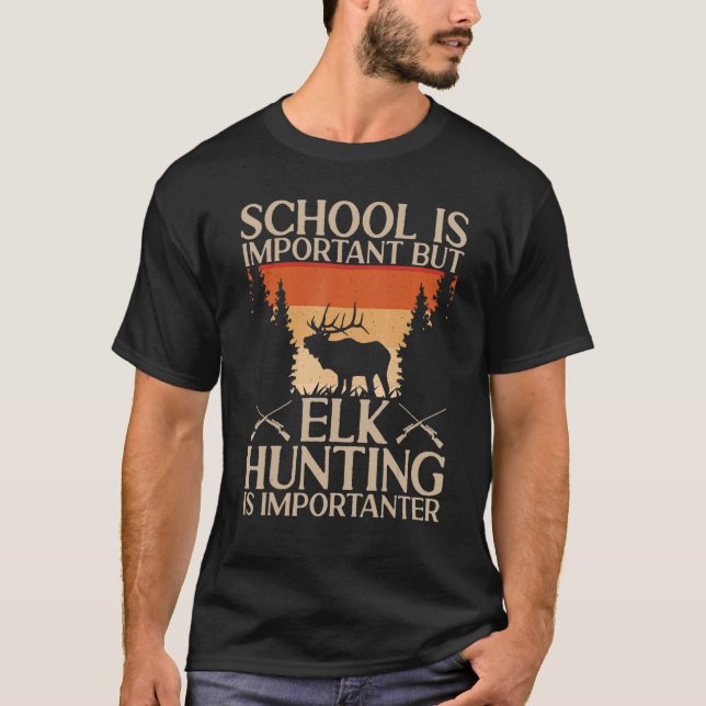 Elk Hunter Retro Vintage Elk Hunting T-Shirt (Front)