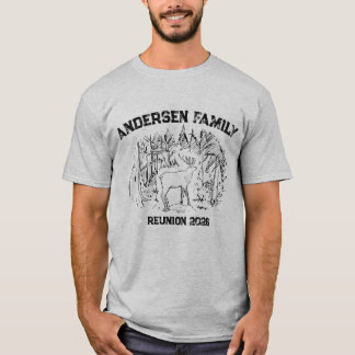 Elk in Forest Illustration Custom Family Reunion  T-Shirt