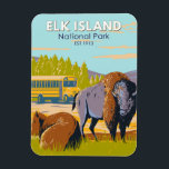 Elk Island National Park Canada Bison Vintage  Magnet<br><div class="desc">Elk Island National Park vector design. The park plays an important part in the conservation of the Plains bison.</div>