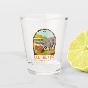 Elk Island National Park Canada Bison Vintage Shot Glass