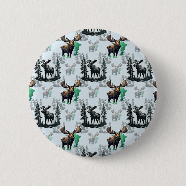 Elk Moose Antlers Deer Pattern Design  2 Inch Round Button (Front)