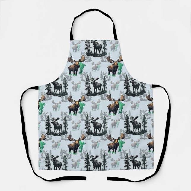 Elk Moose Antlers Deer Pattern Design  Apron (Front)