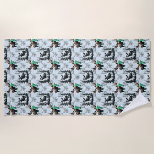 Elk Moose Antlers Deer Pattern Design  Beach Towel