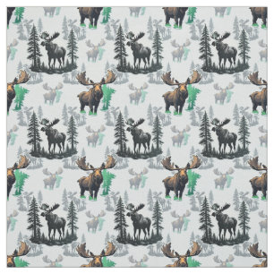 Elk Moose Antlers Deer Pattern Design  Fabric