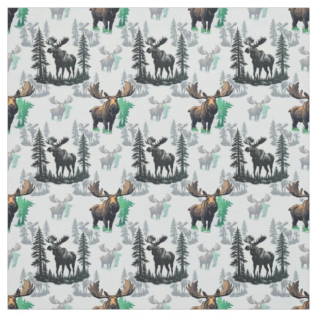 Elk Moose Antlers Deer Pattern Design  Fabric (Swatch)
