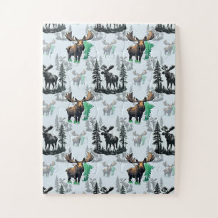Elk Moose Antlers Deer Pattern Design  Jigsaw Puzzle