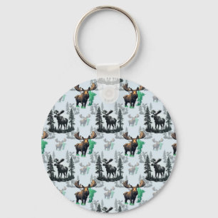 Elk Moose Antlers Deer Pattern Design  Keychain