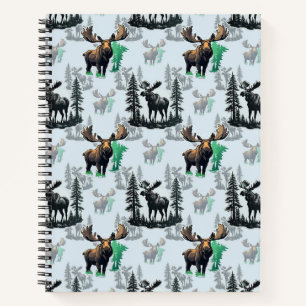 Elk Moose Antlers Deer Pattern Design Notebook