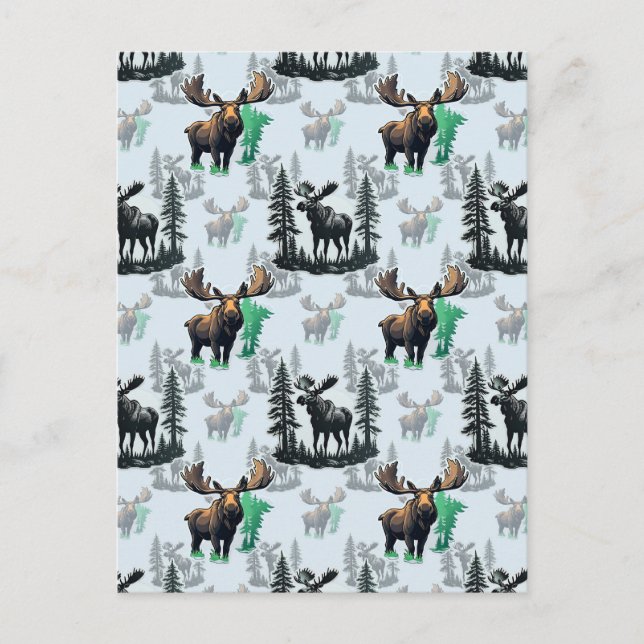 Elk Moose Antlers Deer Pattern Design  Postcard (Front)