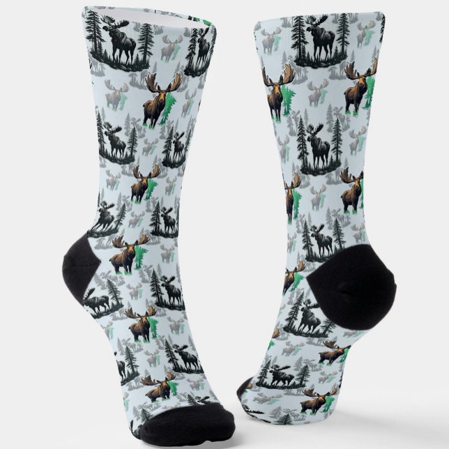 Elk Moose Antlers Deer Pattern Design  Socks (Creator Uploaded)