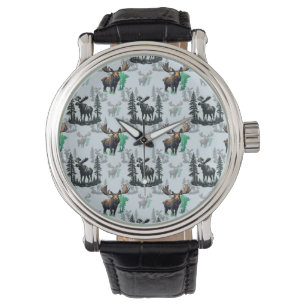 Elk Moose Antlers Deer Pattern Design  Watch