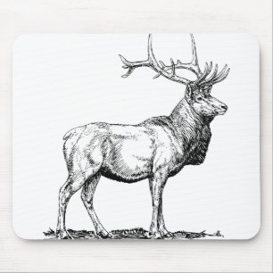 Elk Moose Deer Head Animal Hunting Antlers Mouse Pad
