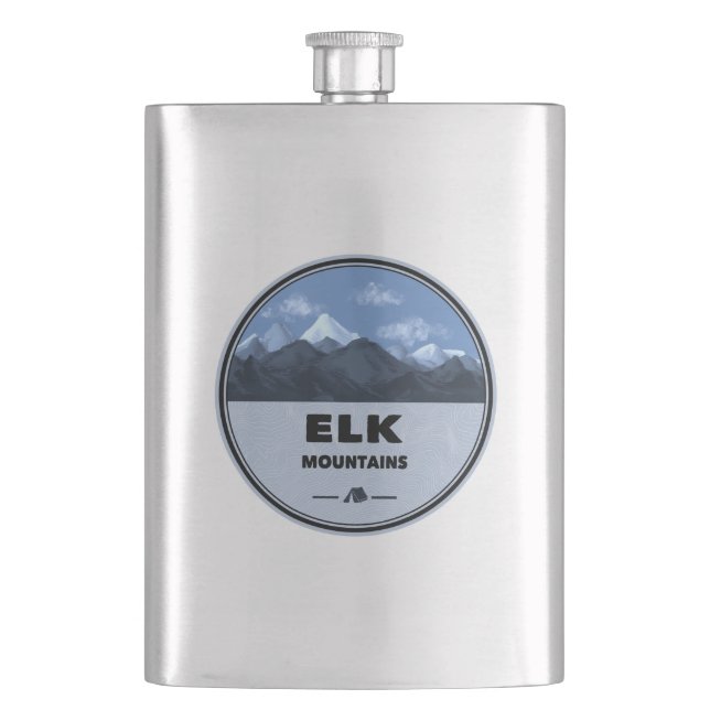 Elk Mountains Colorado Camping Hip Flask (Front)