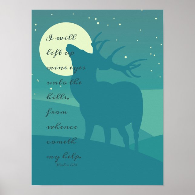 Elk Nature Bible Verse Christian Imprimer Poster (Devant)