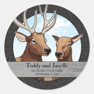 Elk Personalized Wedding Anniversary Wildlife Classic Round Sticker