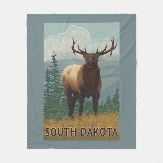 Elk SceneSouth Dakota Fleece Blanket (Front)