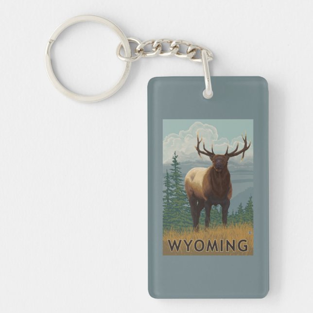 Elk SceneWyoming Keychain (Front)