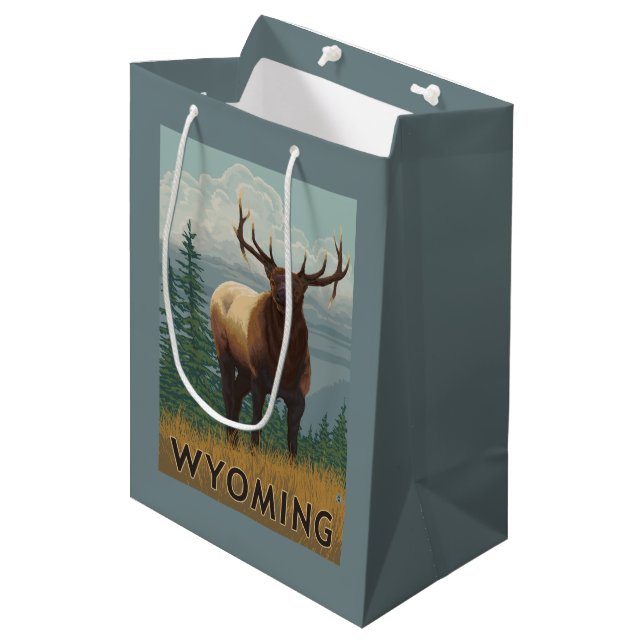 Elk SceneWyoming Medium Gift Bag (Front Angled)