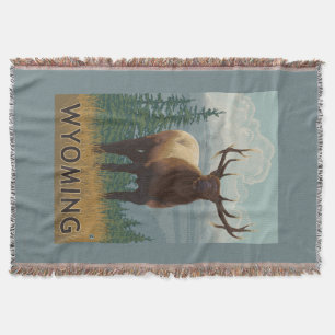 Elk SceneWyoming Throw Blanket