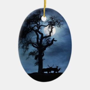 Elk Silent Night Xmas Ornament