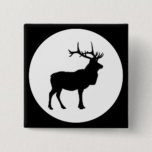 Elk Silhouette 2 Inch Square Button