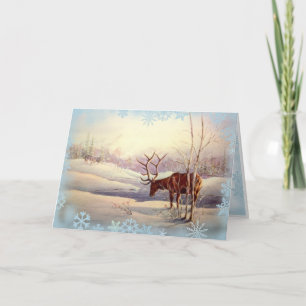 ELK & SNOWFLAKES by SHARON SHARPE Holiday Card