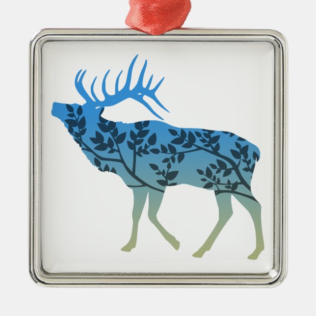Elk Tree Metal Ornament (Front)