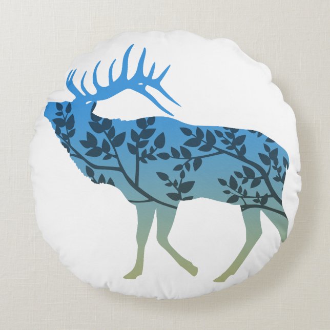 Elk Tree Round Pillow (Front)
