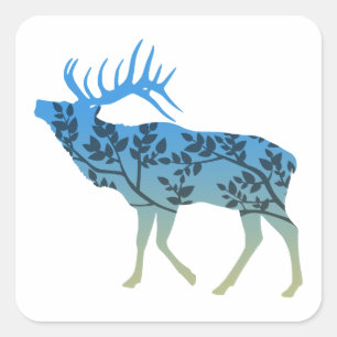 Elk Tree Square Sticker