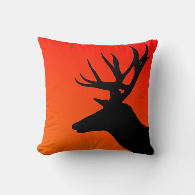 Elk Wild Animal Silhouette Design Throw Pillow (Front)