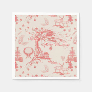 Elk Woods French Toile in Coral w/ Personalization Napkin