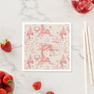 Elk Woods French Toile in Red with Personalization Napkin