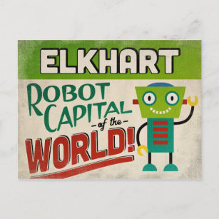 Elkhart Indiana Robot - Funny Vintage Postcard