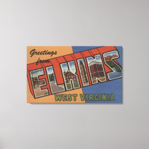 Elkins, West Virginia - Large Letter Scenes Canvas Print