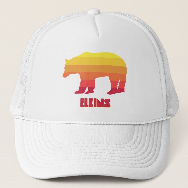 Elkins West Virginia Rainbow Bear Trucker Hat (Front)