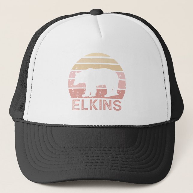 Elkins West Virginia Retro Bear Trucker Hat (Front)