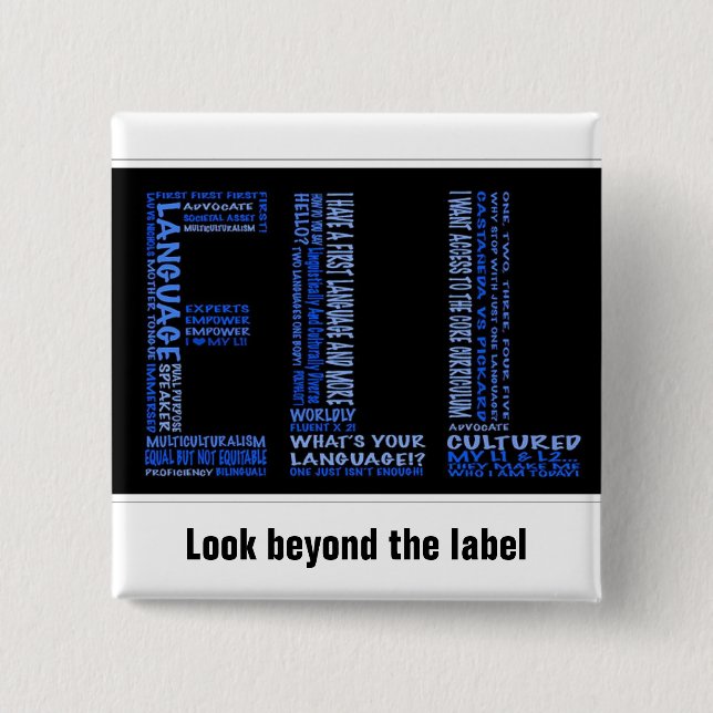 ELL: Look Beyond the Label 2 Inch Square Button (Front)