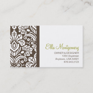 Ella #2 Chic Brown Damask Business Cards
