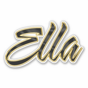 Ella black gold lettering Sticker