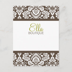 Ella Brown Damask Chic Carte Postale Verticale