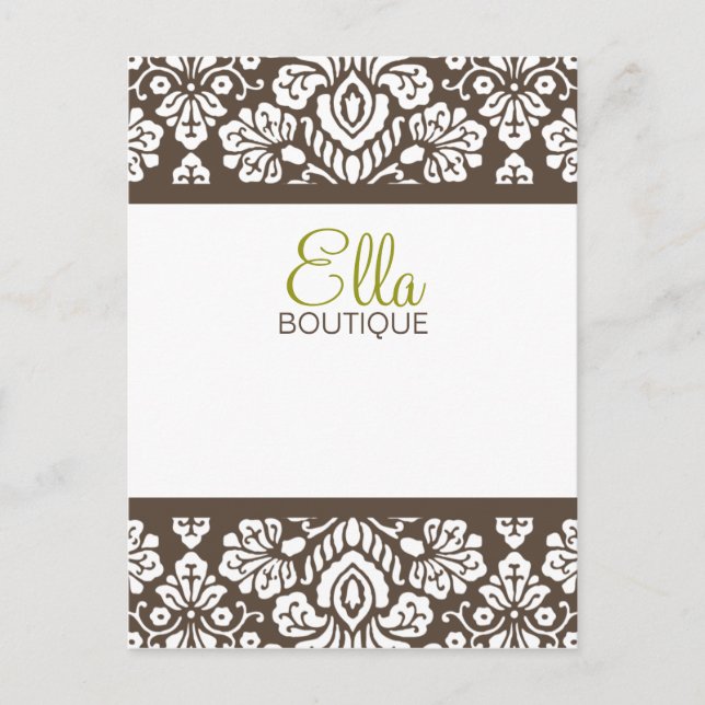 Ella Brown Damask Chic carte postale verticale (Devant)
