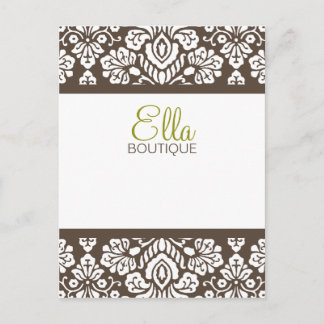 Ella Brown Damask Chic Postcard Vertical
