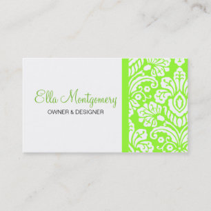 Ella Lime Damask Chic Business Card