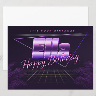 Ella Name Prénom lila retro Carte Anniversaire