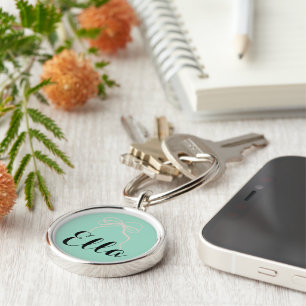 Ella Name Reveal Bow Keychain Girl Green Custom 
