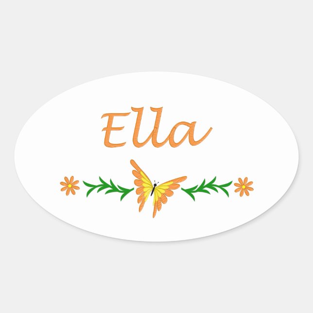 Ella (Orange Butterfly) Oval Sticker (Front)